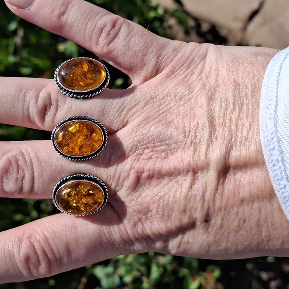 New Amber Knuckles Double 925 Silver Ring. - Picture 7 of 15